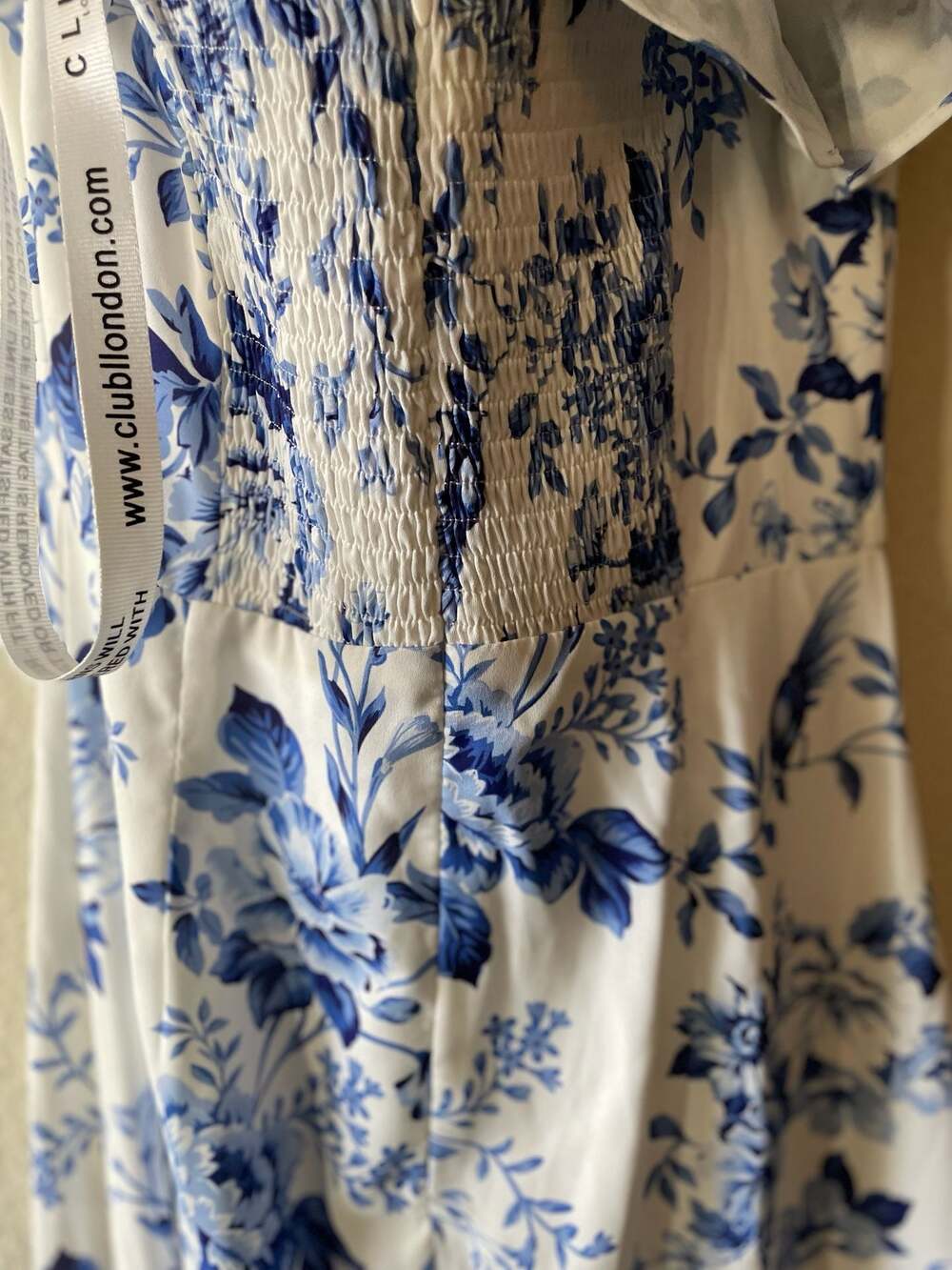 Club L London Blue Floral Ruched Maxi Dress UK Size 8 - Picture 7 of 13